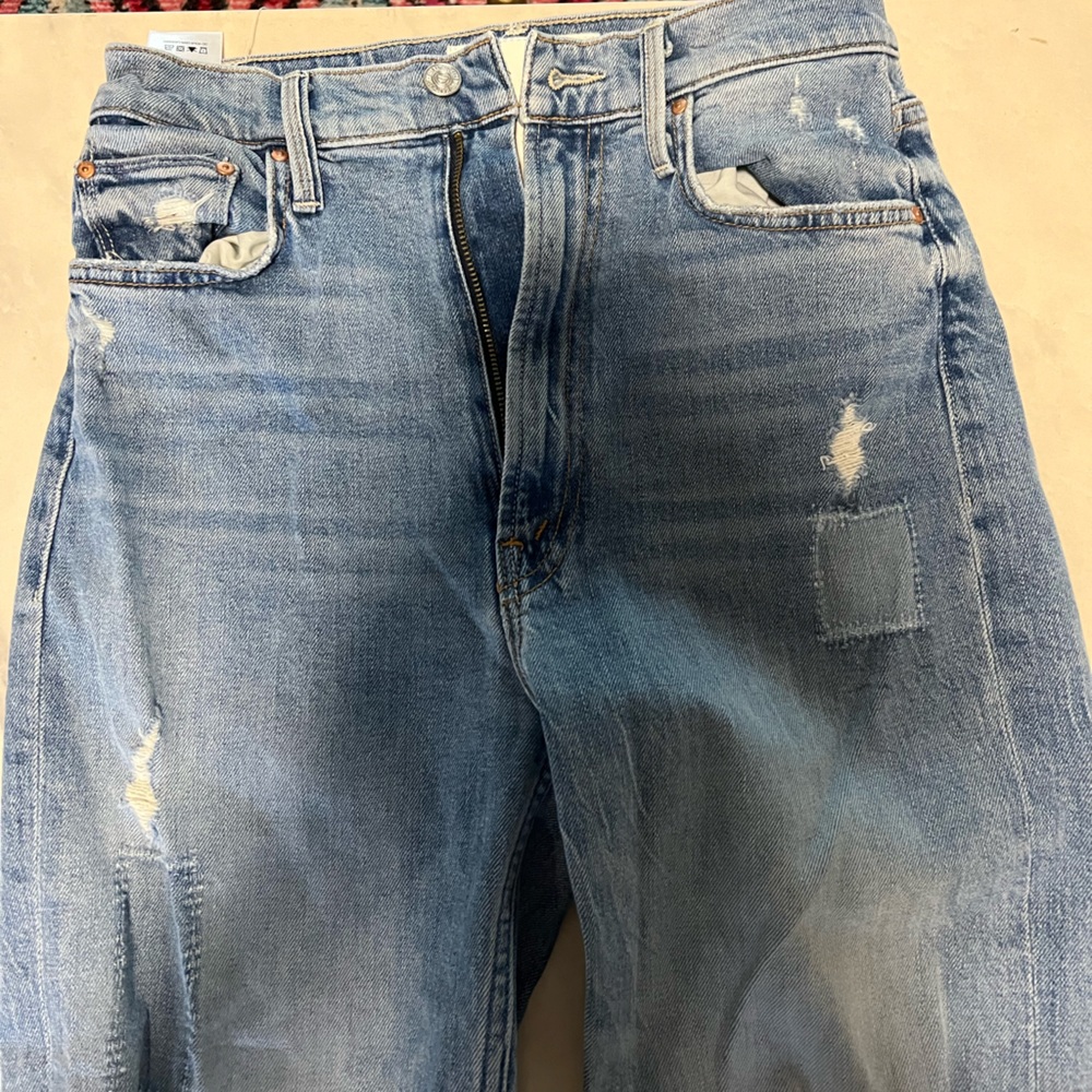 MOTHER Distressed Blue Jeans